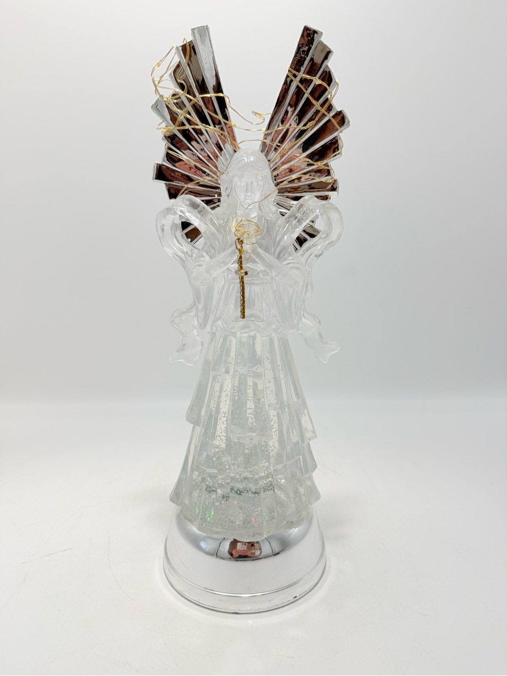 Clear plastic Angel Figurine with Gold Accent - Christmas decorations